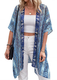 PRETTYGARDEN Summer Kimonos for Women Boho Floral Short Sleeve Kimono Cardigans Swimsuit Beach Cover Ups for Women Swimwear PRETTYGARDEN