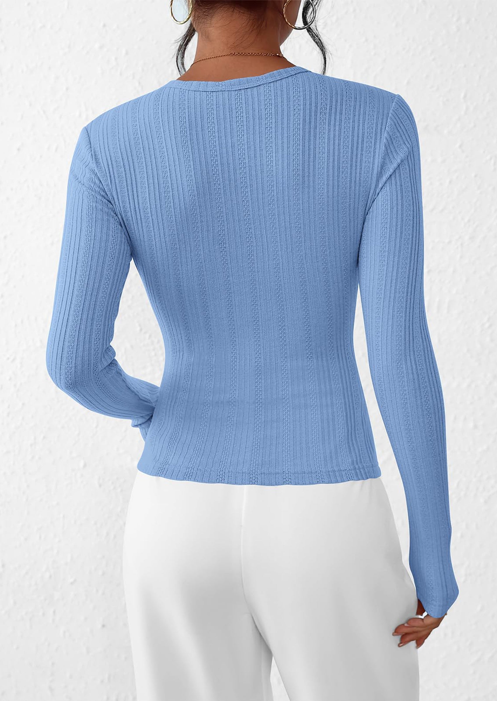 PRETTYGARDEN Crew Neck Long Sleeve Cute Going Out Tops for Women Casual Basic Slim Fit Womens Pullover Shirts PRETTYGARDEN