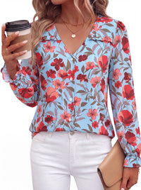 PRETTYGARDEN Women's Long Sleeve V Neck Blouses Casual Dressy Boho Tops  Ruffle Cuffs, Button Down Shirts, Lightweight Flowy Tops, Chiffon Work Blouses, Business Casual Vacation Outfits 2026