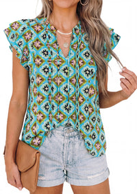 PRETTYGARDEN Womens Summer Boho Tops Trendy 2026 V Neck Flutter Short Sleeve Floral Casual Dressy Blouses Shirts Spring Clothes PRETTYGARDEN