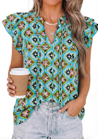 PRETTYGARDEN Womens Summer Boho Tops Trendy 2026 V Neck Flutter Short Sleeve Floral Casual Dressy Blouses Shirts Spring Clothes PRETTYGARDEN