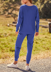 PRETTYGARDEN Women's Fall 2 Piece Lounge Set Long Sleeve Tops Ribbed Pants Spring Matching Sweatsuit Travel Outfits Clothes