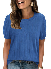 PRETTYGARDEN Women's 2026 Spring Short Sleeve Sweater Knit Going Out Tops Work Shirts Trendy Summer Business Casual Outfits