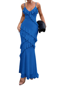 PRETTYGARDEN Women 2026 Wedding Guest Cocktail Maxi Dress Spaghetti Strap Sleeveless V Neck Bodycon Mesh Party Summer Outfits