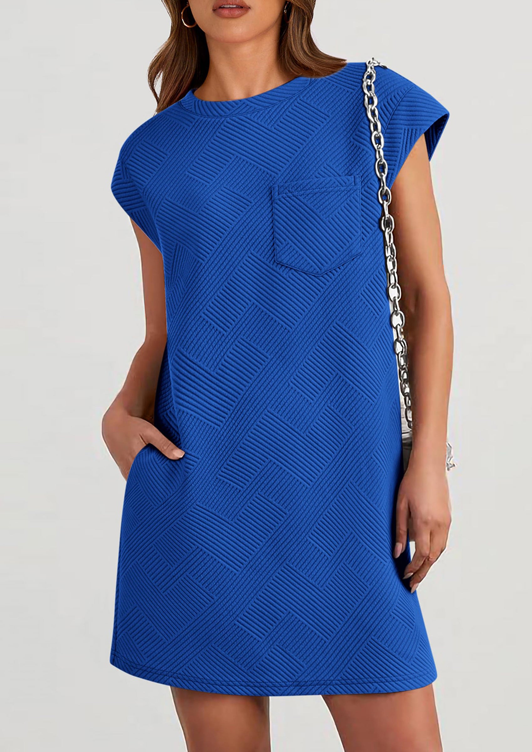 PRETTYGARDEN Women's Summer Short T Shirt Dress Cap Sleeve Crew Neck Casual Loose Basic Mini Dresses