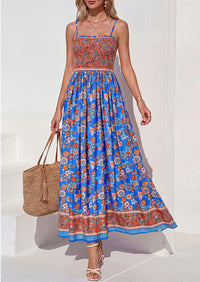 PRETTYGARDEN Womens Floral Maxi Dress Boho Casual 2026 Summer Spaghetti Strap Smocked Sleeveless Flowy Beach Vacation Dresses