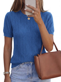 PRETTYGARDEN Women's 2026 Spring Short Sleeve Sweater Knit Going Out Tops Work Shirts Trendy Summer Business Casual Outfits