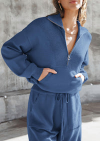 PRETTYGARDEN Women's 2 Piece Sweater Set Pullover Zip Up Sweatshirt Jogger Sweatpants Tracksuit Casual Outfit