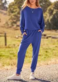 PRETTYGARDEN Women's Fall 2 Piece Lounge Set Long Sleeve Tops Ribbed Pants Spring Matching Sweatsuit Travel Outfits Clothes