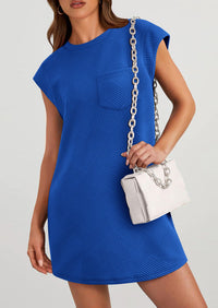 PRETTYGARDEN Women's Summer Short T Shirt Dress Cap Sleeve Crew Neck Casual Loose Basic Mini Dresses