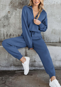 PRETTYGARDEN Women's 2 Piece Sweater Set Pullover Zip Up Sweatshirt Jogger Sweatpants Tracksuit Casual Outfit