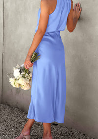 PRETTYGARDEN Women's Summer Satin Dress Elegant Sleeveless Mock Neck Cocktail Party Maxi Dresses