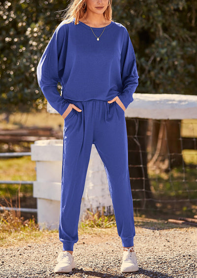 PRETTYGARDEN Women's Fall 2 Piece Lounge Set Long Sleeve Tops Ribbed Pants Spring Matching Sweatsuit Travel Outfits Clothes