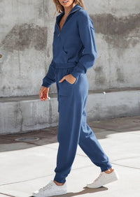 PRETTYGARDEN Women's 2 Piece Sweater Set Pullover Zip Up Sweatshirt Jogger Sweatpants Tracksuit Casual Outfit