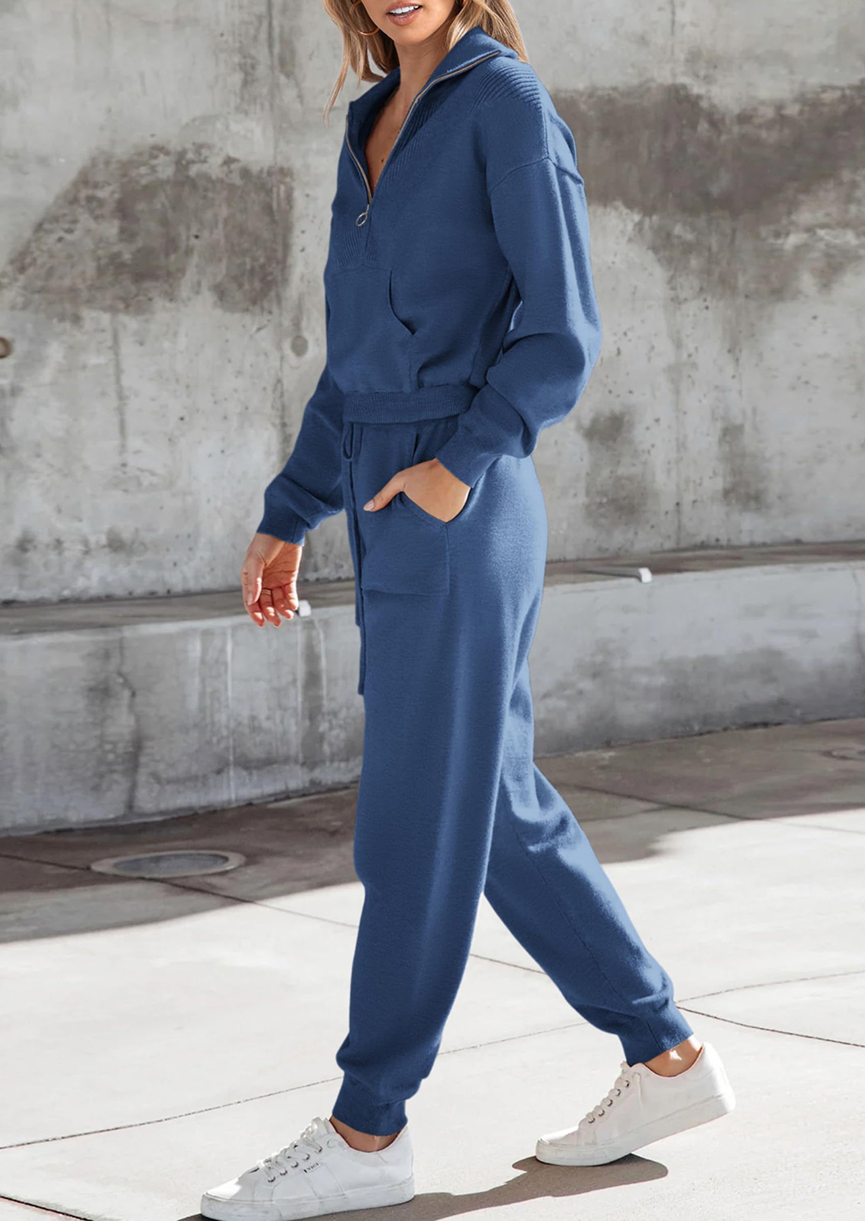 PRETTYGARDEN Women's 2 Piece Sweater Set Pullover Zip Up Sweatshirt Jogger Sweatpants Tracksuit Casual Outfit