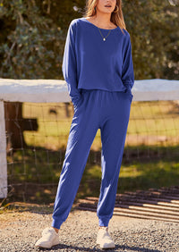 PRETTYGARDEN Women's Fall 2 Piece Lounge Set Long Sleeve Tops Ribbed Pants Spring Matching Sweatsuit Travel Outfits Clothes