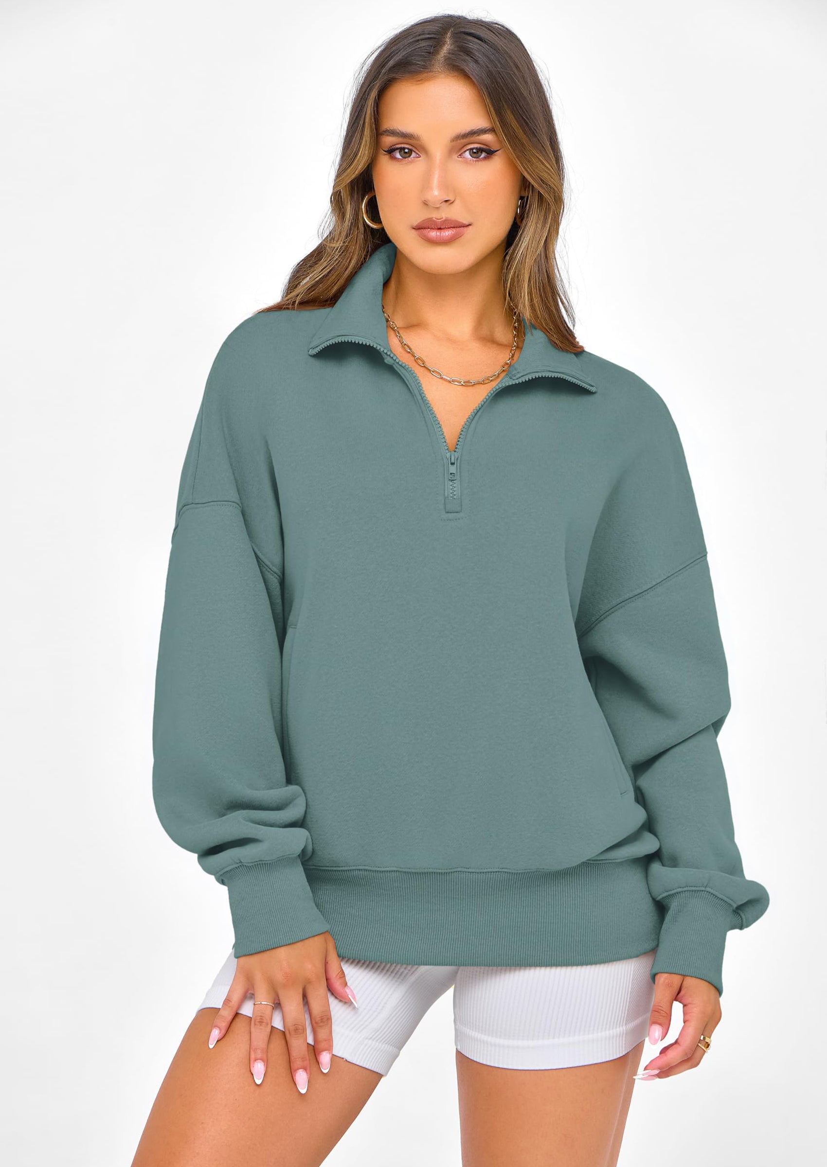 PRETTYGARDEN Womens Half Zip Oversized Sweatshirts Fleece Hoodies Trendy Long Sleeve Pullover Tops Y2k Spring Outfits