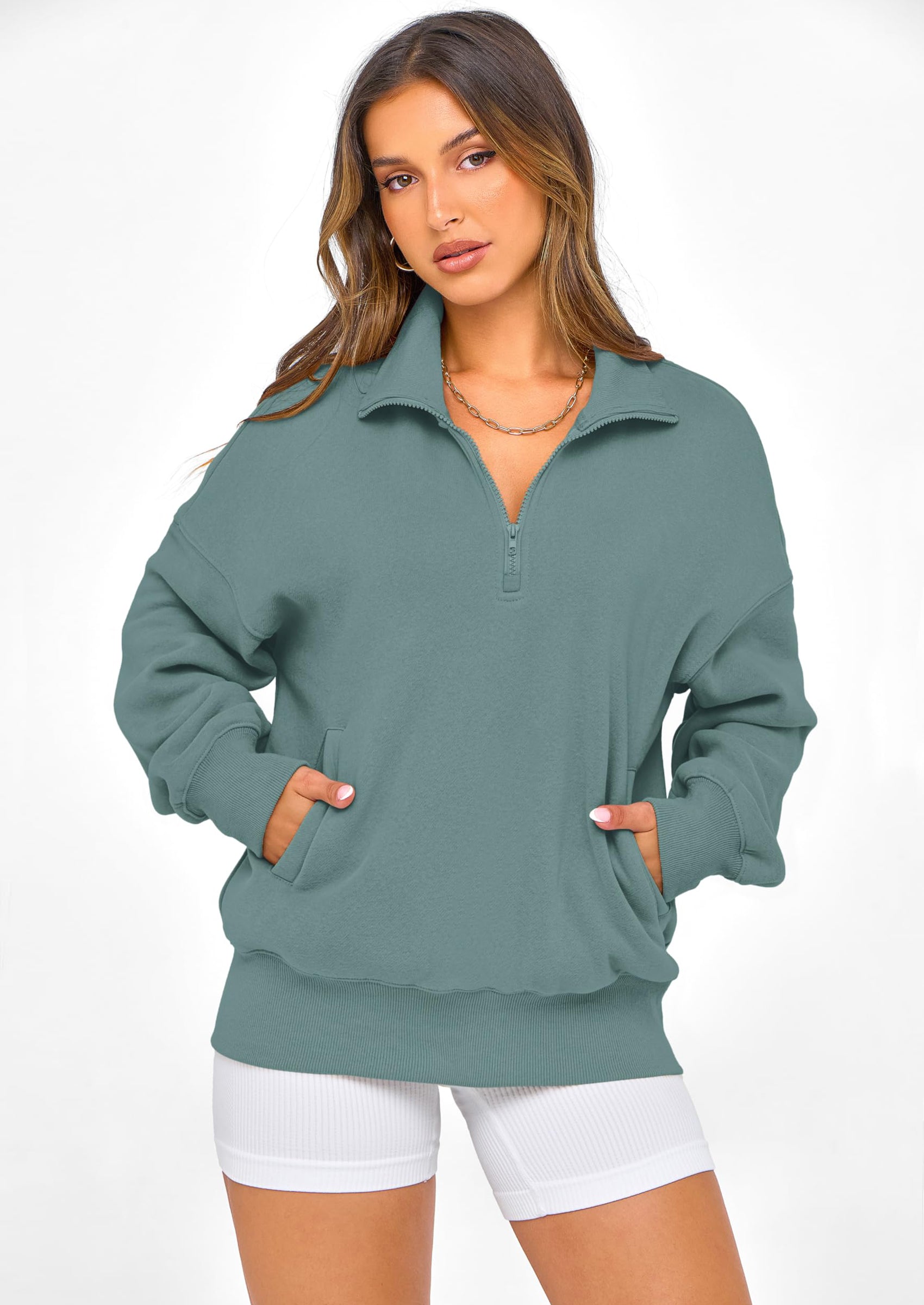 PRETTYGARDEN Womens Half Zip Oversized Sweatshirts Fleece Hoodies Trendy Long Sleeve Pullover Tops Y2k Spring Outfits