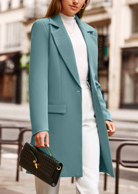 PRETTYGARDEN Women's Spring Fall Long Blazer Jackets Long Sleeve Lapel Pockets Loose Fit Work Casual Blazers Outerwear
