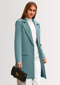 PRETTYGARDEN Women's Spring Fall Long Blazer Jackets Long Sleeve Lapel Pockets Loose Fit Work Casual Blazers Outerwear