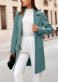 PRETTYGARDEN Women's Spring Fall Long Blazer Jackets Long Sleeve Lapel Pockets Loose Fit Work Casual Blazers Outerwear