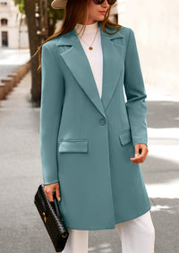 PRETTYGARDEN Women's Spring Fall Long Blazer Jackets Long Sleeve Lapel Pockets Loose Fit Work Casual Blazers Outerwear