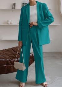 PRETTYGARDEN Women's Fall Two Piece Outfits Dressy Blazer Jacket and Wide Leg Pants Pockets Business Casual Office Suit Sets