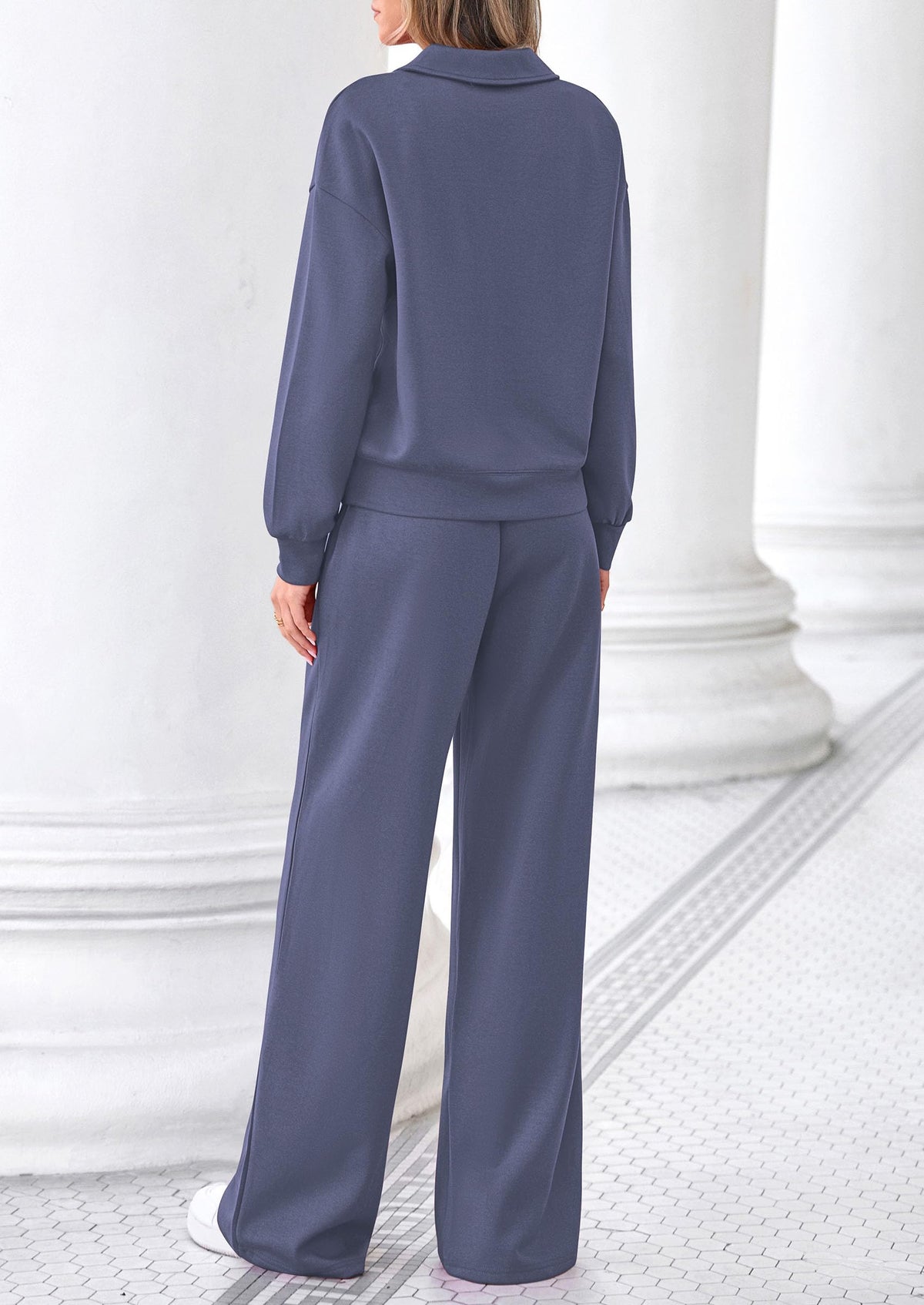 PRETTYGARDEN Womens Sweatsuits 2 Piece Outfits Matching Sets | Wide Leg Sweatpants & Polo V Neck Sweatshirt, Lounge Set, Comfy Airport Travel Outfits, Track suits, Fall Winter Clothes