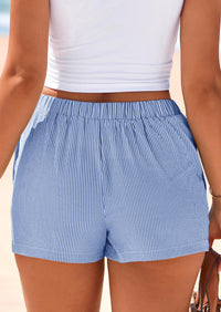 BTFBM Striped Boxer Shorts for Women Summer Elastic Waist Y2k Vacation Beach Bottoms Lounge Sleep Pj Pajama Shorts