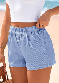 BTFBM Striped Boxer Shorts for Women Summer Elastic Waist Y2k Vacation Beach Bottoms Lounge Sleep Pj Pajama Shorts