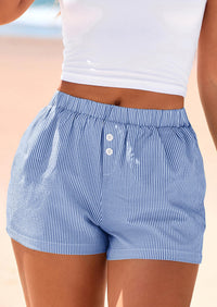 BTFBM Striped Boxer Shorts for Women Summer Elastic Waist Y2k Vacation Beach Bottoms Lounge Sleep Pj Pajama Shorts