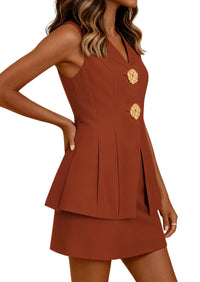 PRETTYGARDEN Womens Summer Sleeveless Blazer Vest Tops Trendy V Neck Button Down Business Casual Suit Vests Waistcoat PRETTYGARDEN