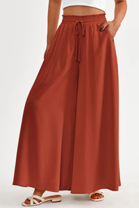 Wide Leg High Waisted Flowy Pockets Palazzo Pants