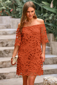 PRETTYGARDEN Women's Summer Off Shoulder Dresses Floral Lace Flare Short Sleeve Spring Vintage Elegant Mini Dress