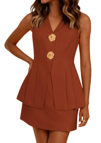 PRETTYGARDEN Womens Summer Sleeveless Blazer Vest Tops Trendy V Neck Button Down Business Casual Suit Vests Waistcoat PRETTYGARDEN