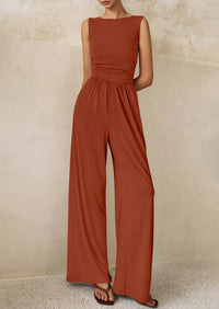 PRETTYGARDEN One Piece Jumpsuits for Women Dressy Casual Sleeveless Crewneck Wide Leg Rompers Jumpers Vacation Summer Outfits