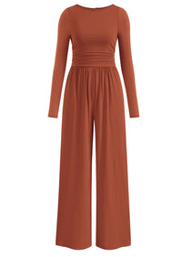 PRETTYGARDEN One Piece Jumpsuits for Women Dressy Casual Long Sleeve Crewneck Wide Leg Romper Overalls Spring Outfits 2026