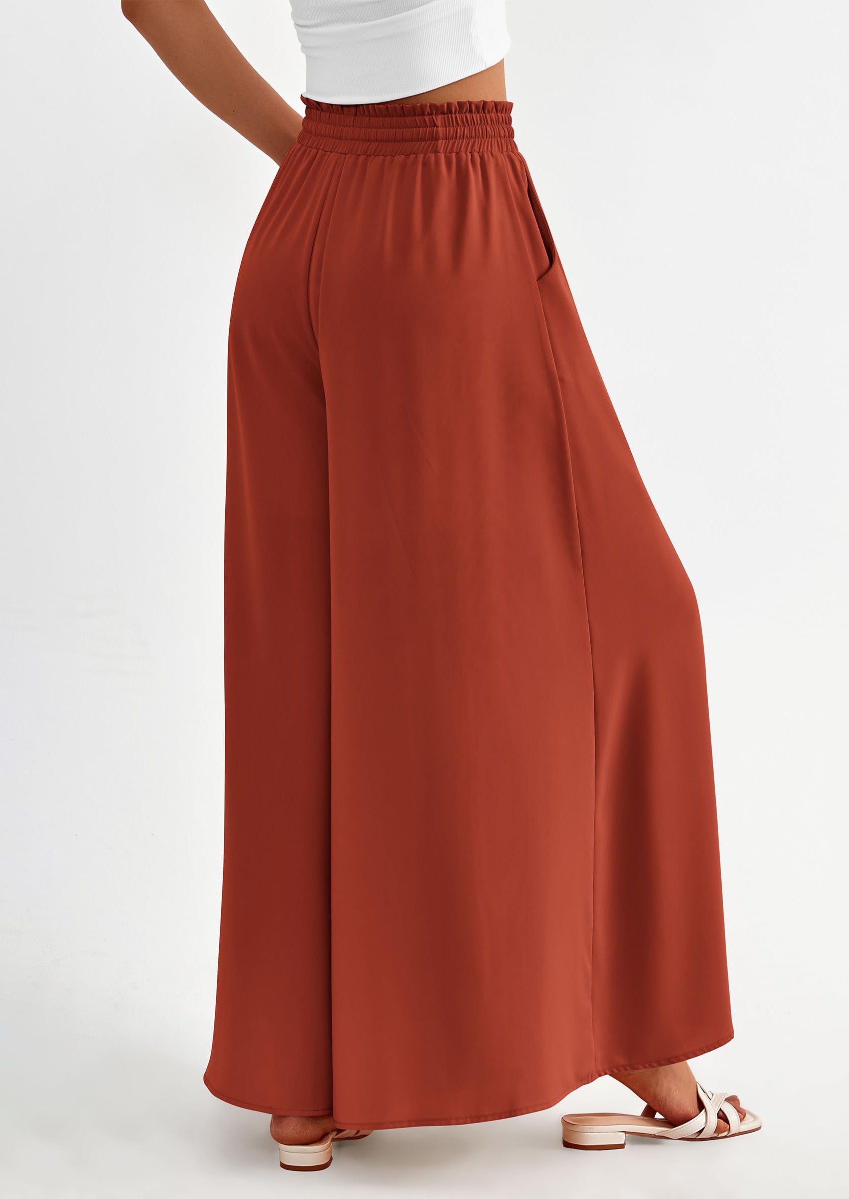 PRETTYGARDEN Women's Summer Wide Leg Palazzo Pants High Waisted Flowy Pockets Trendy Casual Lounge Boho Beach Trousers