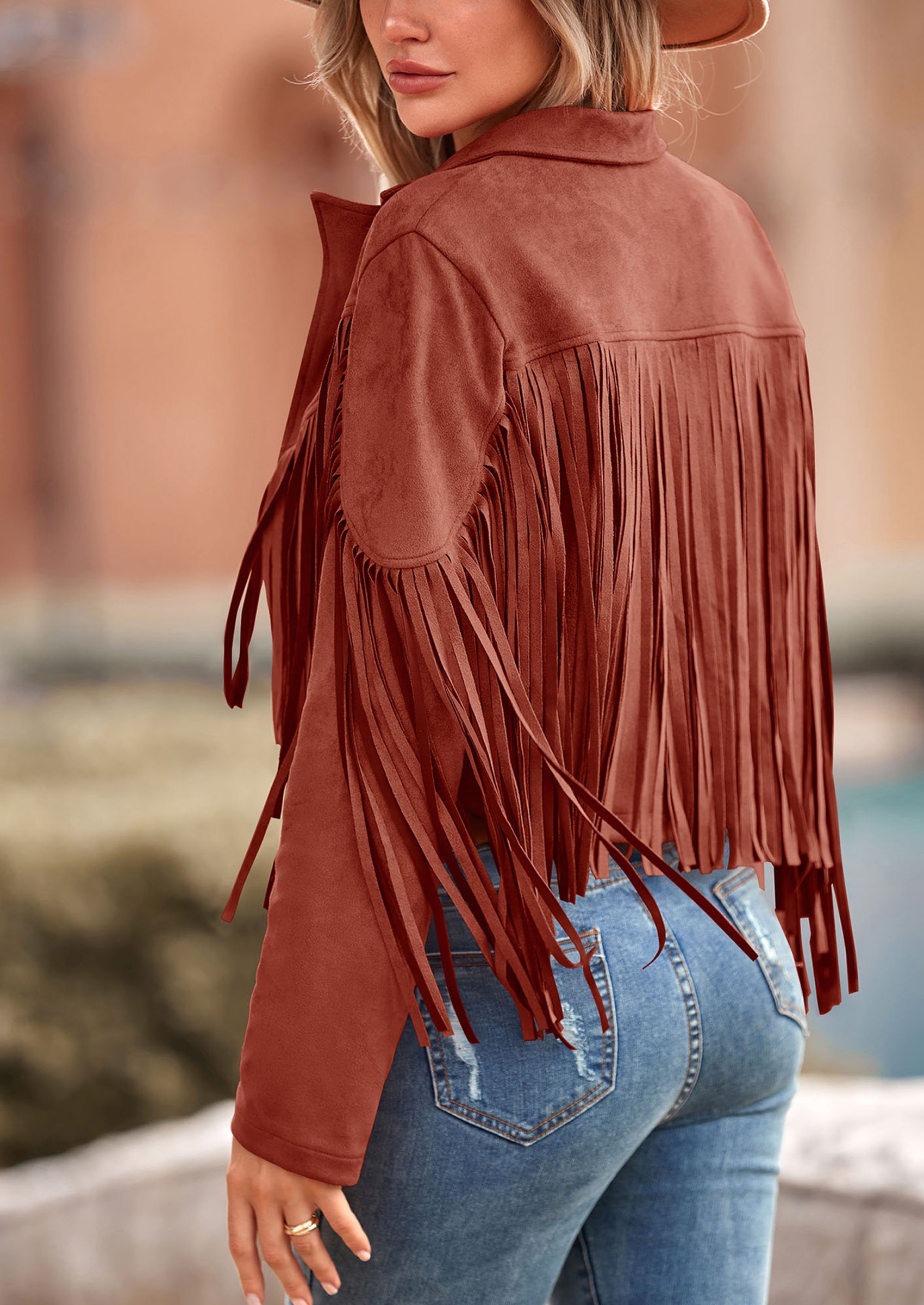 PRETTYGARDEN Women's Fringe Faux Suede Leather Jackets Fashion Tassel Motorcycle Cropped Coats