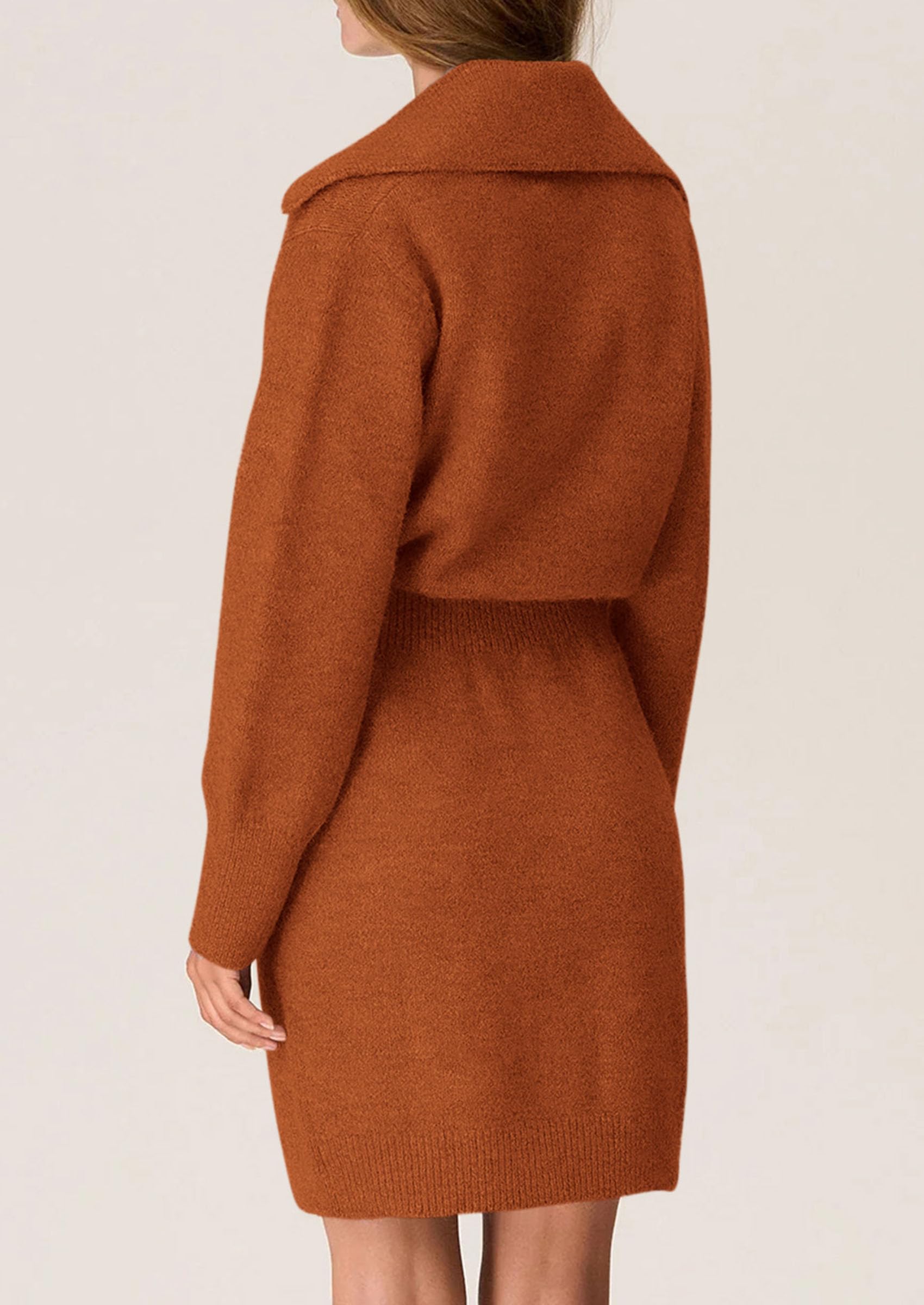 PRETTYGARDEN Sweater Dresses for Women Trendy Long Sleeve Button Down Short Spring Dress