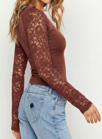 PRETTYGARDEN Sheer Lace Raglan Long Sleeve Shirts for Women | Soft Stretchy Knit,See Through Floral Sleeves,Crewneck Fitted Tshirts,Daily Going Out Tops,Office Layer,Fall Fashion Clothing