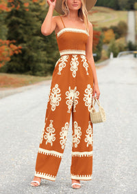 Spaghetti Strap Wide Leg Boho Jumpsuits