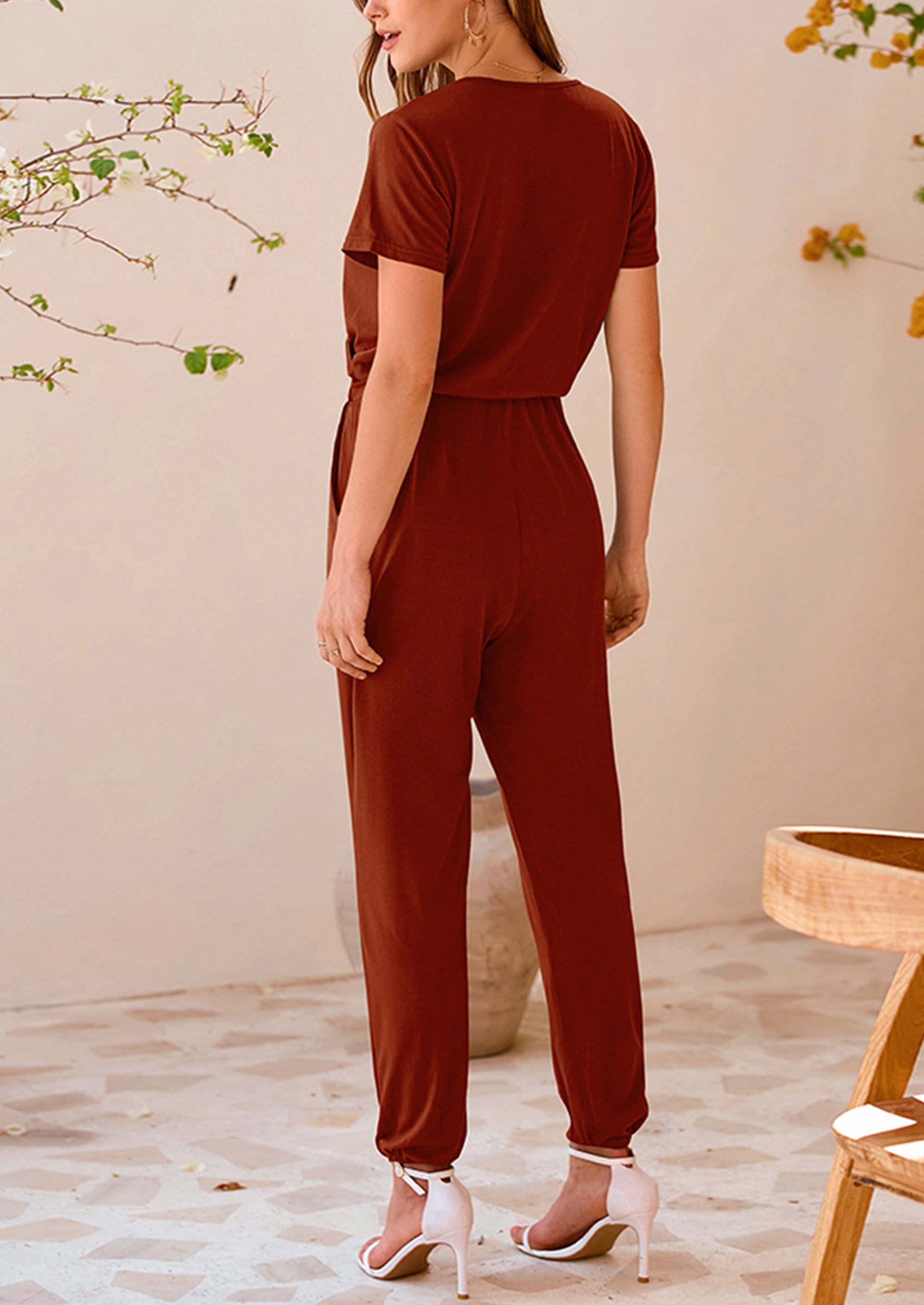 PRETTYGARDEN Jumpsuits for Women Dressy Summer Casual Short Sleeve Romper Spring Airport Beach Vacation Travel Outfits