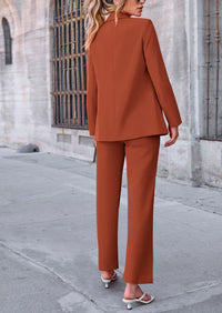 PRETTYGARDEN 2 Piece Blazer Outfits Business Casual Oversized Jacket Wide Leg Work Pants Dressy Suit Set