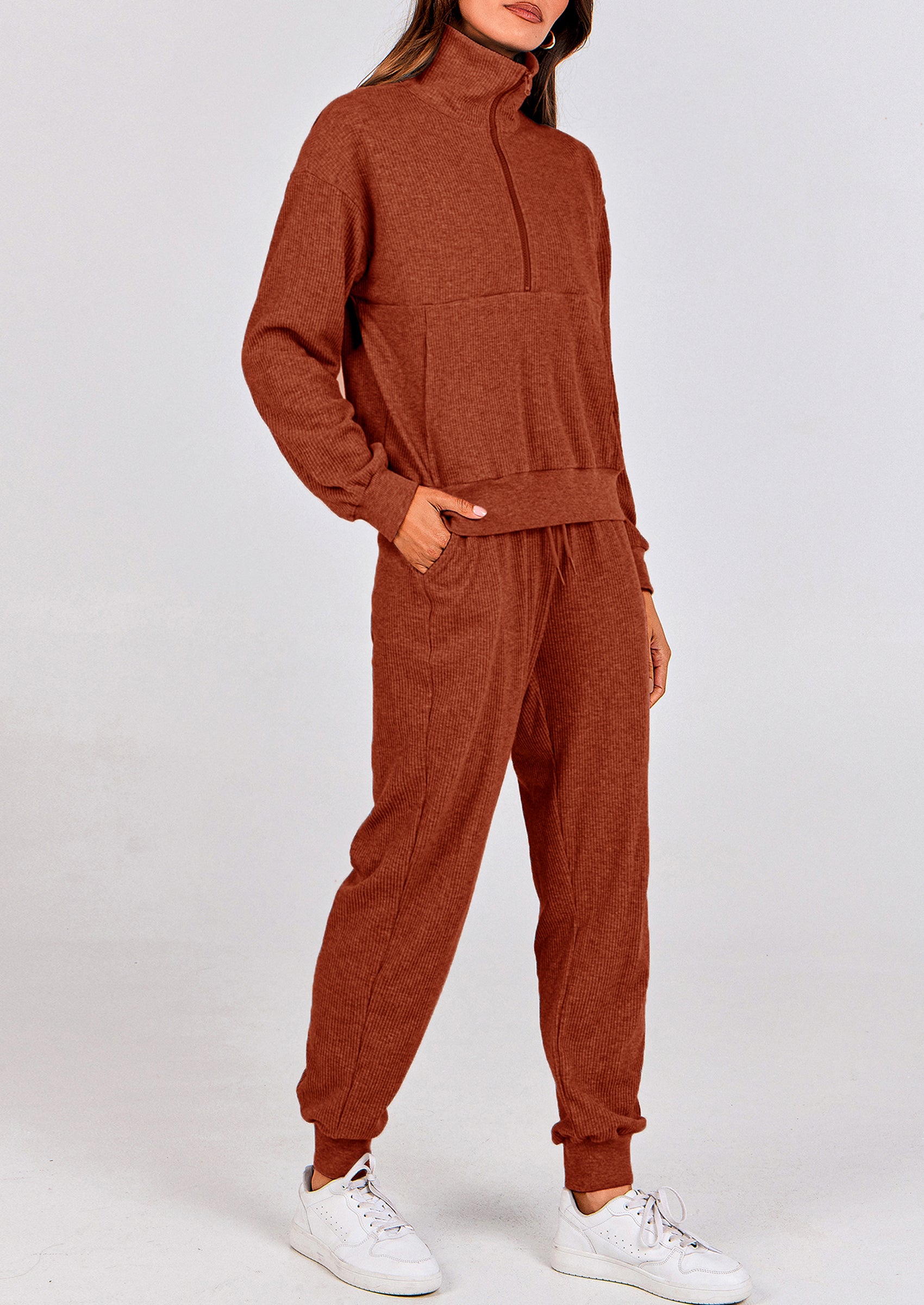 PRETTYGARDEN Women's Fall 2 Piece Lounge Sets Zip Up Sweatshirt Jogger Pants Sweat Track Suits Travel Outfit Winter Clothing