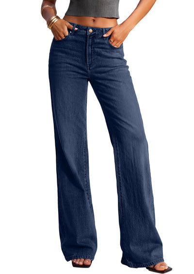 PRETTYGARDEN Women's Wide Leg Jeans High Waisted Denim Pants | Stretchy Flare Jeans, Comfy Soft, Basic-5-Pocket, Trendy Bottoms, Casual Office Wear, Going Out Outfits, Fashion Clothing