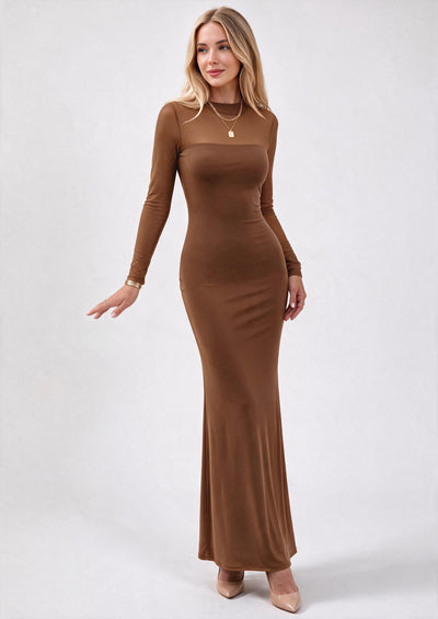 PRETTYGARDEN Women's Formal Mesh Sheer Long Sleeve Maxi Dress | Slimming Mermaid Bodycon Long Dresses, Sexy Elegant Wedding Guest Cocktail Holiday Party Dress, Fall Date Night Outfits