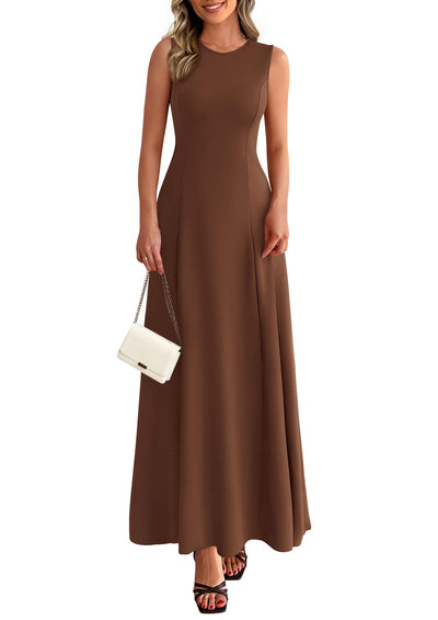 PRETTYGARDEN Women's Summer Tank Maxi Dress Spring Sleeveless Swing A Line Long Flowy Elegant Cocktail Dresses Pockets PRETTYGARDEN