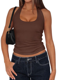 PRETTYGARDEN Women's Summer Halter Tank Tops Y2K Sleeveless Slim Fitted Backless Shirts Going Out Spring Workout Clothes PRETTYGARDEN