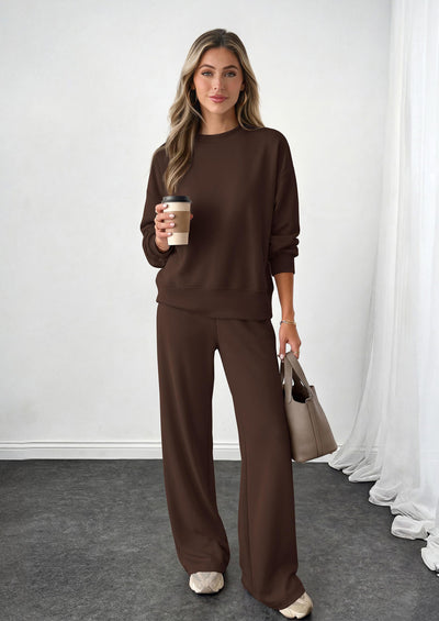 PRETTYGARDEN Womens 2 Piece Outfits Fall Sweatsuits Matching Lounge Sets  | Crewneck Long Sleeve Sweatshirt, Wide Leg Pants Sets with Pockets & Drawstring, Casual Tracksuit, Travel Airport Outfits 2026